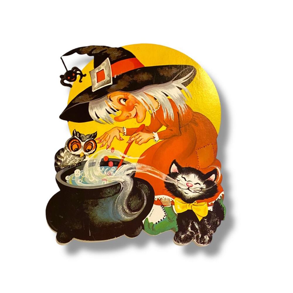 Vintage Eureka Cutout Witch Cat Halloween Cute 10.5" USA